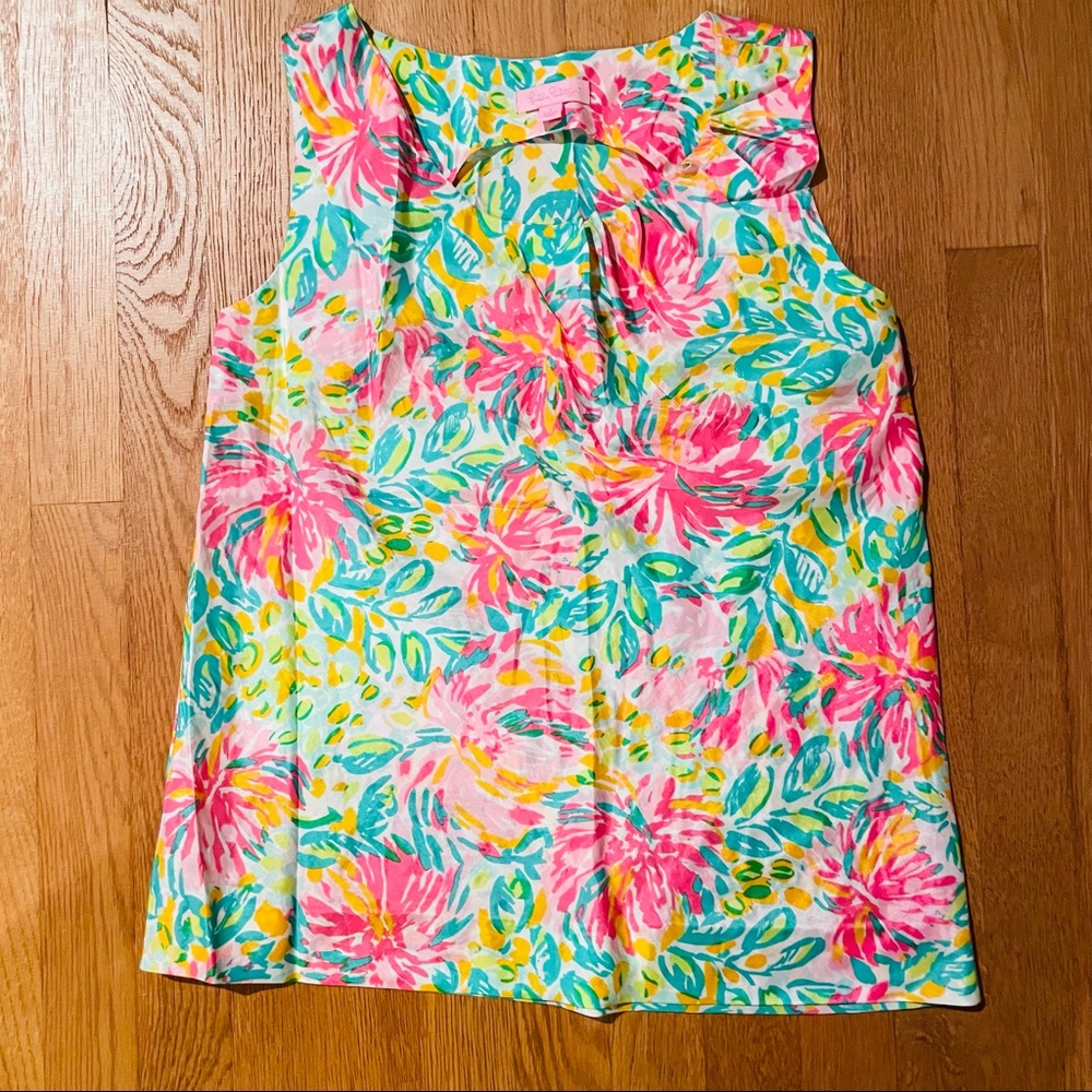 Lilly Pulitzer Floral Silk Sleeveless Top- Size S- NWOT